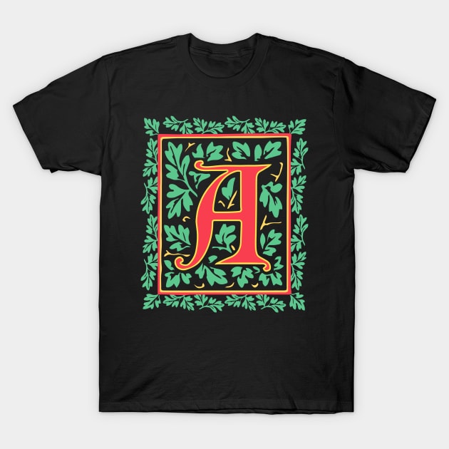 Medieval Letter A Manuscript T-Shirt by AntiqueImages